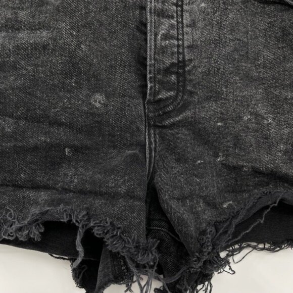 Old Navy Black Wash Denim Shorts Size 10 Higher High Rise Sky-Hi A-Line - Picture 3 of 8